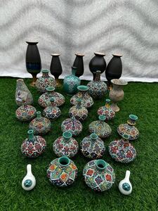 花瓶、イラン　ペルシア　ハメダン　ラルジン　手作り花瓶、まとめ売り　26点です。