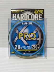 　デュエル【ハードコア X4 PRO　2.0号　200m　イエロー】ＤＵＥＬ ＰＥライン　送料無料