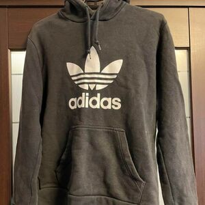 古着 アディダス adidas 長袖 スウェット パーカー メンズ ビッグロゴ プルオーバー スウェットパーカー ブラック