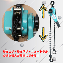 1円 レバーホイスト 0.75t 750kg チェーン ローラー チェーンブロック 揚程 1.5m 巻き上げ 巻き下げ 運送 建築 土木 作業 工具 運搬 ny386_画像2