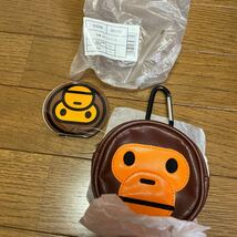 【未使用】 A BATHING APE bape babymilo Sanrio 50周年限定 ベビーマイロ フェイス型 ポーチ 小物入れ カラビナ付_画像1