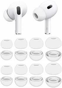 XS/S/M/L　4サイズ ホワイト A-Pcas AirPods Pro用イヤーピース 8ペア 「XS/S/M/L各2ペア