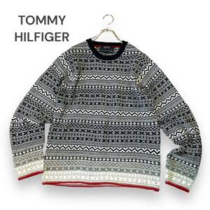 TOMMY HILFIGER トミーヒルフィガー　フェアアイル　ジャガードニット セーター マルチカラー 長袖 柄セーター ノルディック　古着　