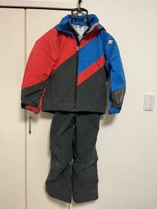 【中古】デサント スキーウェア 140 DESCENTE ジュニアサイズ調節機能付き 上下セット 品番DWJMJH92 カラーBLK DESCENTE