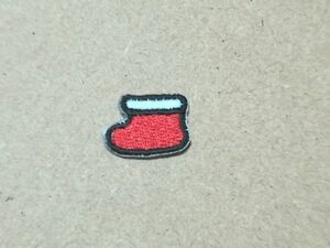 飾り/クリスマスブーツ赤い長靴刺繍ワッペンSS/クリスマス 冬