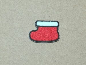 飾り/クリスマスブーツ赤の長靴刺繍ワッペンS/クリスマス 冬