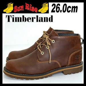 即決 Timberland ティンバーランド メンズ US8W 26cm 本革 レザー チャッカブーツ 茶色 ブラウン カジュアル アウトドアシューズ 革靴 中古