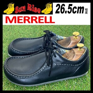 即決 使用少ない MERRELL メレル MOOTOPIA LOW ムートピア ロー メンズ US8.5 26.5cm程度 本革 レザー 黒 カジュアルシューズ 革靴 中古