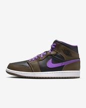 NIKE AIR JORDAN 1 MID DQ8426-215 エア ジョーダン １ ミッド 黒×茶×紫 US10_画像2