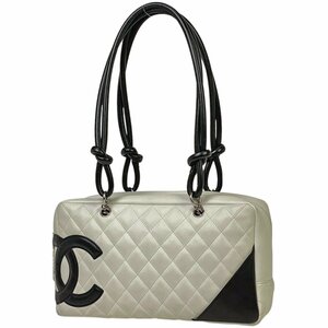 シャネル CHANEL カンボンライン ボウリングバッグ ミニボストン マトラッセ ショルダーバッグ レザー ホワイト A25171 レディース 中古