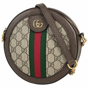 グッチ GUCCI オフィディア GG ミニ ラウンド ショルダーバッグ ダブルG シェリー ショルダーバッグ GGスプリーム ブラウン 550618 中古