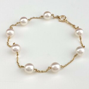 ミキモト MIKIMOTO パール デザインブレスレット K14 イエローゴールド 真珠 ブレスレット YG パール レディース 【中古】