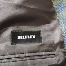 極美品 XL~XXL セルフレックス カシミヤ ロロピアーナ SELFLEX テーラードジャケット チェック 光沢 高級 ウール 緑 メンズ 大きいサイズ_画像2