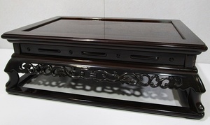 《ジャムルK》 KKg1220-170　 黒檀 ITANI 花台 香炉台 黒桐 透かし彫り 飾り台 インテリア 木製 台
