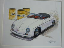 ★BOWイラスト額■ポルシェ356Aスピードスター■No.195■Porsche356A Speedstar■_画像2