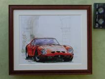 ■BOWイラスト額■フェラーリ250GTO■Ferrari額172■_画像1