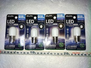 4個セット LED 装飾電球 ナツメタイプ 昼白色相当 0.8W 40lm 30000h ナツメ球 エルパ 口金サイズE17 口金直径17mm 未使用品