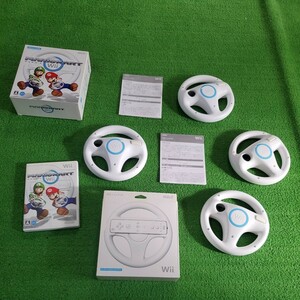 Wii マリオカート ソフト 1本 ハンドル 4個 まとめ売り まとめて 任天堂 動作確認済み Nintendo 任天堂 MARIOKART オススメ