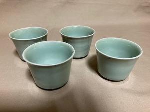 2312m1030/青磁・蕎麦チョコ4客・/寸法8×6.5㎝・佐川急便60サイズ/