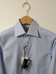 新品　五大陸　gotairiku　シャツ　37　形態安定　プレミアムプリーツ　ブルー　ワイド　日本製