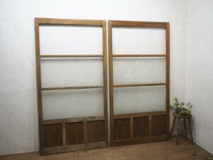 taM0162*(2)[H176cm×W91,5cm]×2 sheets * unusual design glass entering. old wooden sliding door * old fittings glass door peace modern retro Vintage M pine 