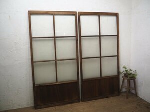 taO0017*(2)[H176,5cm×W87cm]×2 sheets * antique * diamond glass entering. old wooden sliding door * old fittings wave glass door entranceway door old Japanese-style house retro M pine 