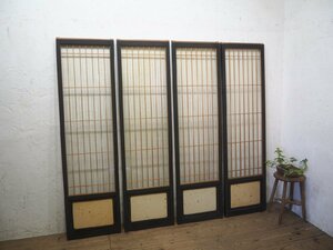 taO0495*[H162,5cm×W44,5cm]×4 sheets * retro taste ... old tree frame glass door * old fittings sliding door sash window paper . door old Japanese-style house peace . antique N.1