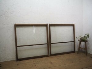 taO0723*(1)[H92,5cm×W87,5cm]×2 sheets *.... glass entering. old tree frame sliding door * fittings wave glass door window glass Showa Retro antique L under 