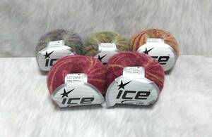 輸入　毛糸　Ice Yarns　カレスベビーアルパカカラー　アルパカ30％　ウール31％　30g×5個セット　グリーン＆フューシャ　トルコ 海外　①