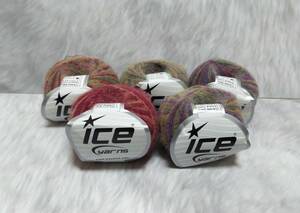 輸入　毛糸　Ice Yarns　カレスベビーアルパカカラー　アルパカ30％　ウール31％　30g×5個セット　グリーン＆フューシャ　トルコ 海外　④