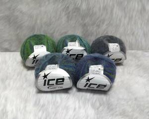 輸入　毛糸　Ice Yarns　カレスベビーアルパカカラー　アルパカ30％　ウール31％　30g×5個セット　グリーン＆ターコイズ　トルコ 海外　②