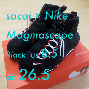新品［sacai × Nike Magmascape BLACK 26.5（8.5）］サカイ × ナイキ マグマスケープ 黒 Nike Air 