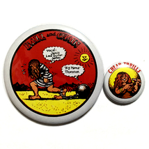 デカ缶バッジ 58mm & 25mm Janis Joplin Cheap Thrills ジャニスジョプリン チープスリル ロバートクラム Robert Crumb ロウブロウアート_画像1