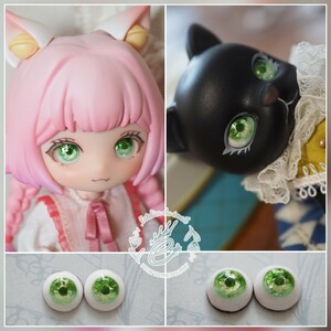 【B品】10mm/6.5mm グリーン系 水彩タイプ 七宝グラスアイ