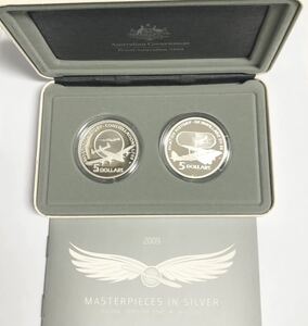 Австралия Silver Coin 2009 2 типа летают через авиационную авиацию Silver Profcoin