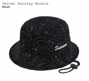 2023AW Supreme Velvet Paisley Boonieシュプリーム ベルベット ペイズリー ブーニー 新品未使用 S/M ブラック 黒