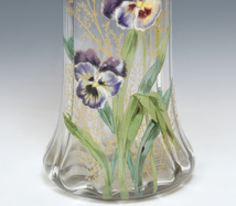 Mont Joye モンジョア LEGRAS ルグラ エナメル ビオラ紋 ガラス 花瓶 フラワーベース 高さ36㎝ 西洋美術 硝子 glass　　z6150o_画像5