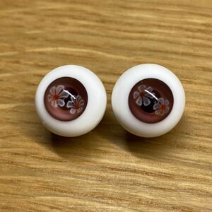 ディーラー様製　グラスアイ　15mm 14mm 16mm お花　赤紫　ボークス　msd sdm 幼SD サイズ