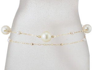 a.. pearl /3.0mm~7.5mm 2 ream design bracele K18YG