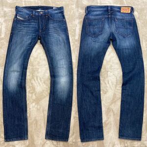 美品！定価3.3万円 DIESEL ディーゼル「THAVER WASH OR4SB」スリムスキニー ヴィンテージ加工デニム ジーンズ 濃紺 W29 チュニジア製