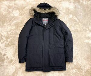 美品！Eddie Bauer エディーバウアー WEATHER EDGE 高品質ダウン『極暖』フーデッド フィールドダウンジャケット 黒 ブラック/S(US) M程度