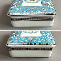 MS538 希少! WEDGWOOD ウエッジウッド FLORENTINE フロレンティーン 小物入れ (検)ボックス 蓋 陶器 洋食器 バターケース 花柄 ターコイズ_画像3