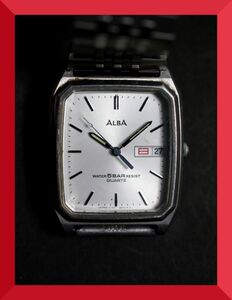 セイコー SEIKO アルバ ALBA クォーツ 3針 デイデイト 純正ベルト V733-5A10 男性用 メンズ 腕時計 W604 稼働品