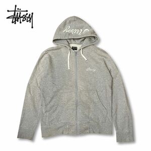 【ヴィンテージ】Stussy Zip-Up Sweat Hoodie ステューシー ジップアップ パーカー グレー ロゴ スウェット L 長袖 フード フーディー ZIP 