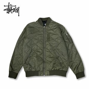 【レア】Stussy MA1 Flight Jacket ステューシー MA-1 ブルゾン フライト ジャケット カーキ khaki 中綿入り キルティング L ナイロン