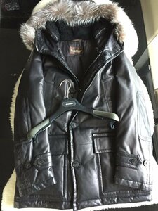  prompt decision as good as new paul (pole) Stuart PAUL STUART highest peak mouton, fox fur attaching sheep leather leather down jacket *48 size 