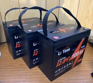 LiTime 12V 100Ah mini LiFePO4 リン酸鉄リチウムイオンバッテリー　中古品　3個セット