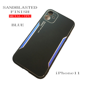 iPhone 11 6.1インチ メタル+TPU ブルー 耐衝撃 指紋抑制 CNC加工 アイフォン11ケース 送料無料
