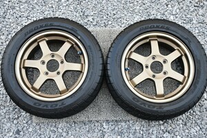 RAYS TE37 15インチ 6.0J +45 114.3 5H & Toyo R1R 195/55R15 2本セット（レイズ 15inch 6J +45 PCD114.3 5穴）