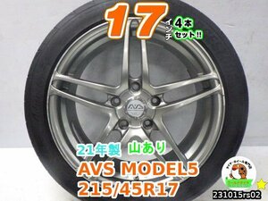 【中古】AVS MODEL5/17x7J+45/114.3/5H/ブリヂストン(ポテンザ アドレナリンRE004)215/45R17/17インチ タイヤホイールセット4本セット